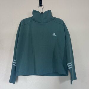 Adidas Sage Green Mock Neck Fleece-Lined Sweatshirt | Size Small